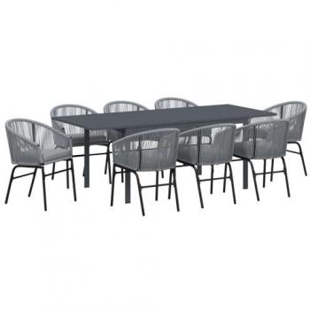 Salle à manger de jardin extensible 10 pièces en acier