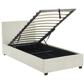 Cama con Almacenamiento 90cm y Somier Abatible en Pana Fina