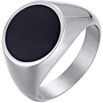 Anello Sigillo in Acciaio e IP Nero per Uomo