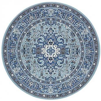 NOURISTAN Teppich »Skazar Isfahan«, rund, 9 mm Höhe, Kurzflor, Orient, Vintage, himmelblau