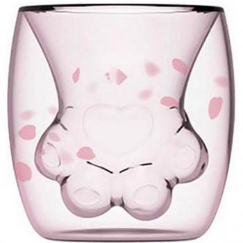 Cartoon Cat Claw Double Glass Mug