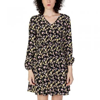 Black Viscose Classic V‑Neck Dress – Size M