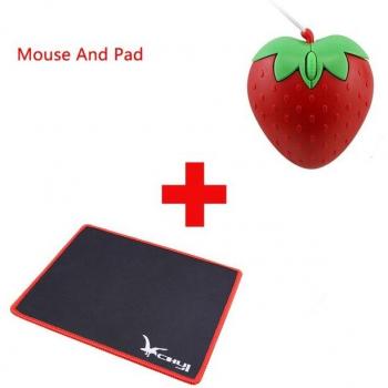 Mini Strawberry USB Optical Mouse with Mouse Pad