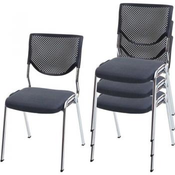 T401 Visiteur Chaise Empilable – couleur gris anthracite, pieds chromés