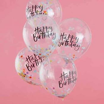 5 Pastell Regenbogen Konfetti Luftballons 30 cm