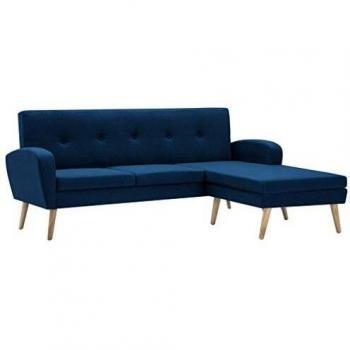 L-Shaped VidaXL Sofa in Navy Blue – 186 × 136 × 79 cm, Fabric Upholstered