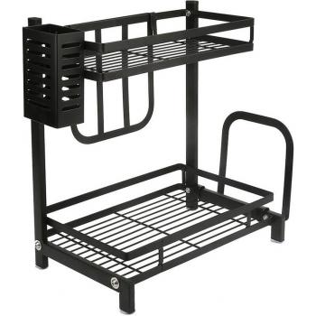 Haloyo Évier Supérieur 2 Étages – Porte-Épices Multifonctionnel, Couches & Égouttoir