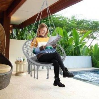 Silla Colgante Redonda Outsunny para Interior y Exterior 80x80x42 cm