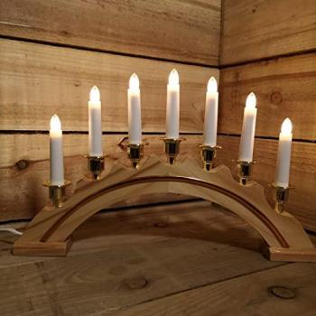 Premier Decorations 45cm Christmas Candlebridge (7 bulbs, light wood, mains powered)