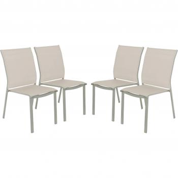 Silla de Jardín Apilable en Aluminio y Textilene (Verde Kaki) – Set 4