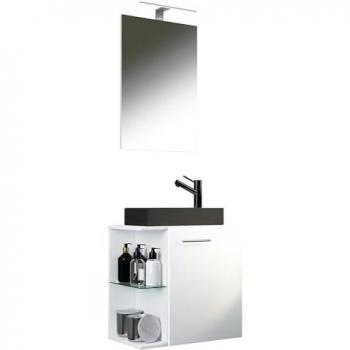 Meuble lavabo compact Hausa Sp-Bl, dimensions 122x52x34 cm, blanc