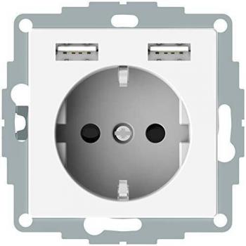 ELSO Steckdose m.USB 16A/250V ELG365344 Joy reinweiß