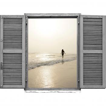 Queence 3D Wandtattoo »Strandurlauberin« (1 St.), selbstklebend, Fenster