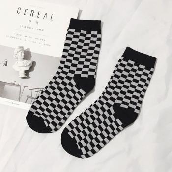 Unisex Hip Hop Checkerboard Socks