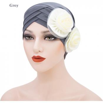 Sombrero Turbante con Detalle Floral y Elástica