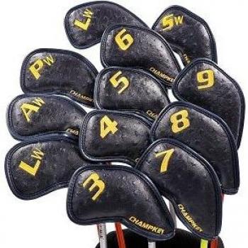 Étuis de fer de golf Champkey 12 pièces en cuir PU noir