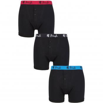3 Pack of Black Contrast Cotton Boxers for Men