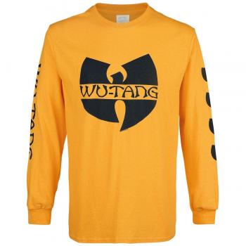 Gelbes Langarmshirt für Männer – Wu‑Tang Clan Logo in Schwarz – Größe M