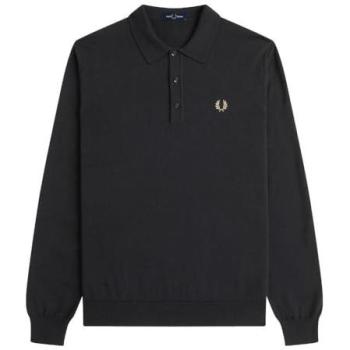 Fred Perry Langarm Poloshirt Schwarz L