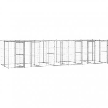 Verzinkter Stahl Outdoor-Hundezwinger mit Überdachung, 16,94 m²