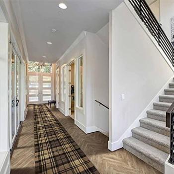 80 cm x 180 cm Brown Tartan Floor Runner