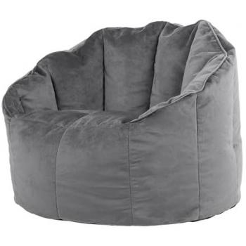 Sillón Puf Confortable de Terciopelo Gris Antracita