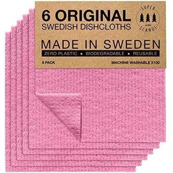 SUPERSCANDI Swedish Dishcloths Eco Friendly Reusable Sustainable Biodegradable Cellulose Sponge Cleaning Cloths for Kitchen Dish Rags Washing Wipes Paper Towel Replacement Washcloths