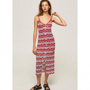 Pepe Jeans vestido midi de punto zigzag