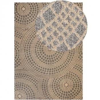 Kurzflor Jüteteppich Beliani ARIBA – Grau/Beige, 160 × 230 cm, geometrische Struktur