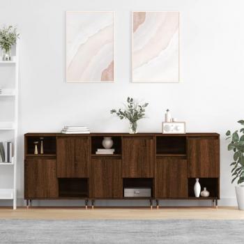 3-Piece Sideboard Set Brown Oak Engineered Wood vidaXL