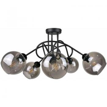 Netlighting 70 cm 5‑Arm Black Semi‑Flush Ring Ceiling Lamp