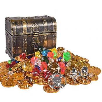 Tesoro Pirata 100 Piezas: Cofre Antiguo, Joya y Moneda