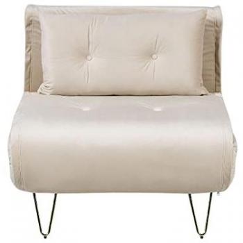 Cama Convertible Sofá Vestfold – Terciopelo Beige-Claro con Accento Dorado