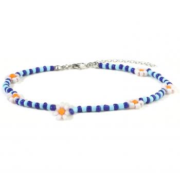 Bracelet de cheville en perles de marguerite, fait main, extensible, pour femmes