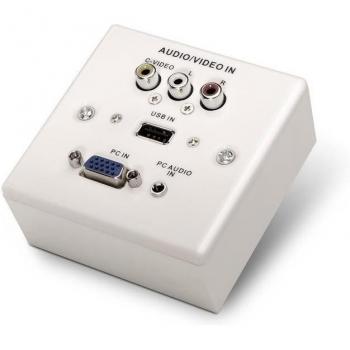 Panel de Conexión Universal (VGA/Jack/RCA/USB), Color Blanco, Nanocable, Código 10.35.0002