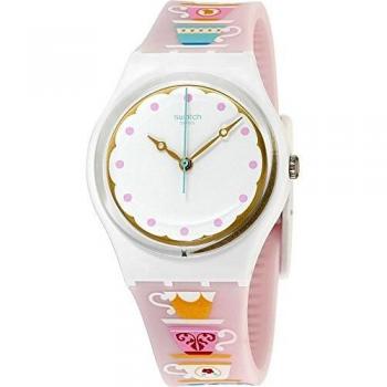 Swatch 34 mm GW191 Unisex‑Uhr – Multicolore Silikonarmband, Quarz‑High‑Tea-Style