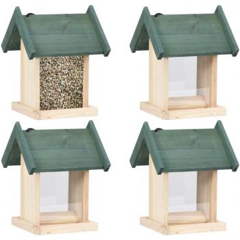 VidaXL Mangeoires à oiseaux en bois de sapin 4 pcs