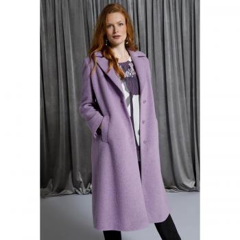 Women's Plus Size Fully Lined Wool Blend Coat, Lapel Collar, Purple, Size 22