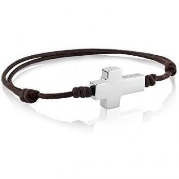 Pulsera de acero inoxidable y cordón marrón TOUS