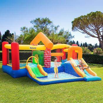 Outsunny 4 in 1 Bounce Castle Extra Large Double Slides Trampoline