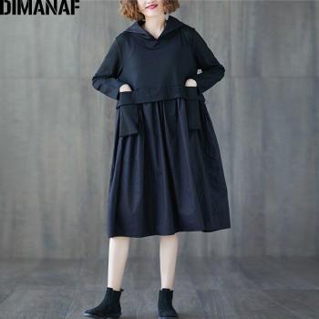 DIMANAF Women's Plus Size Long Sleeve Dress