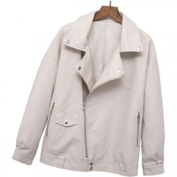 Women's Faux Leather Short Jacket in Bright Beige