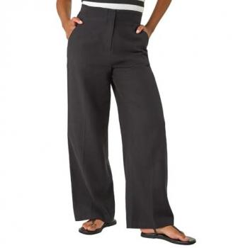 Smart Twill High‑Rise Wide Leg Pants