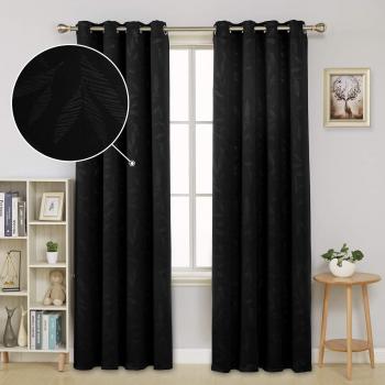 Bambus‑Optik Gardinen mit Sichtschutzeinlage – 245 × 140 cm, schwarz, 2er Set