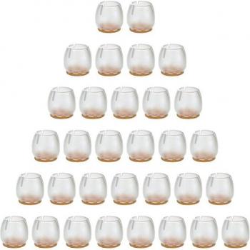 Protectores de patas de silla de silicona, tapas redondas transparentes 25mm-29mm, 32 unidades