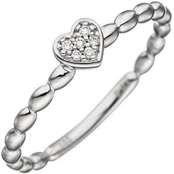 JOBO Damen Diamantring Herz 585 Weißgold Größe 52