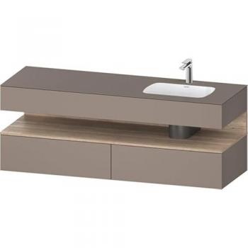 Duravit Qatego 160x55x60 cm – Kon-WTU, Becken rechts, Eiche/​Marmor, QA4796055, Farbvariante Basalt