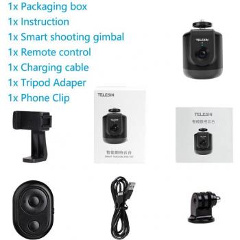 TELESIN – stabilisateur de selfie avec rotation à 360 degrés et suivi automatique du visage, pour GoPro, Osmo, Action, Smartphone et caméras Vlog