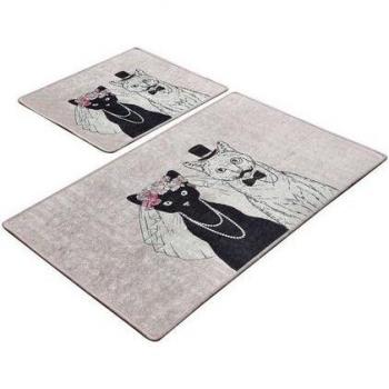 Dúo de Alfombras de Baño Temáticas de Casamiento Multicolores