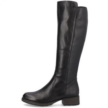 Bottes de Style Cavalière – Noir, Cuir, Talon Plat, Logo Rieker